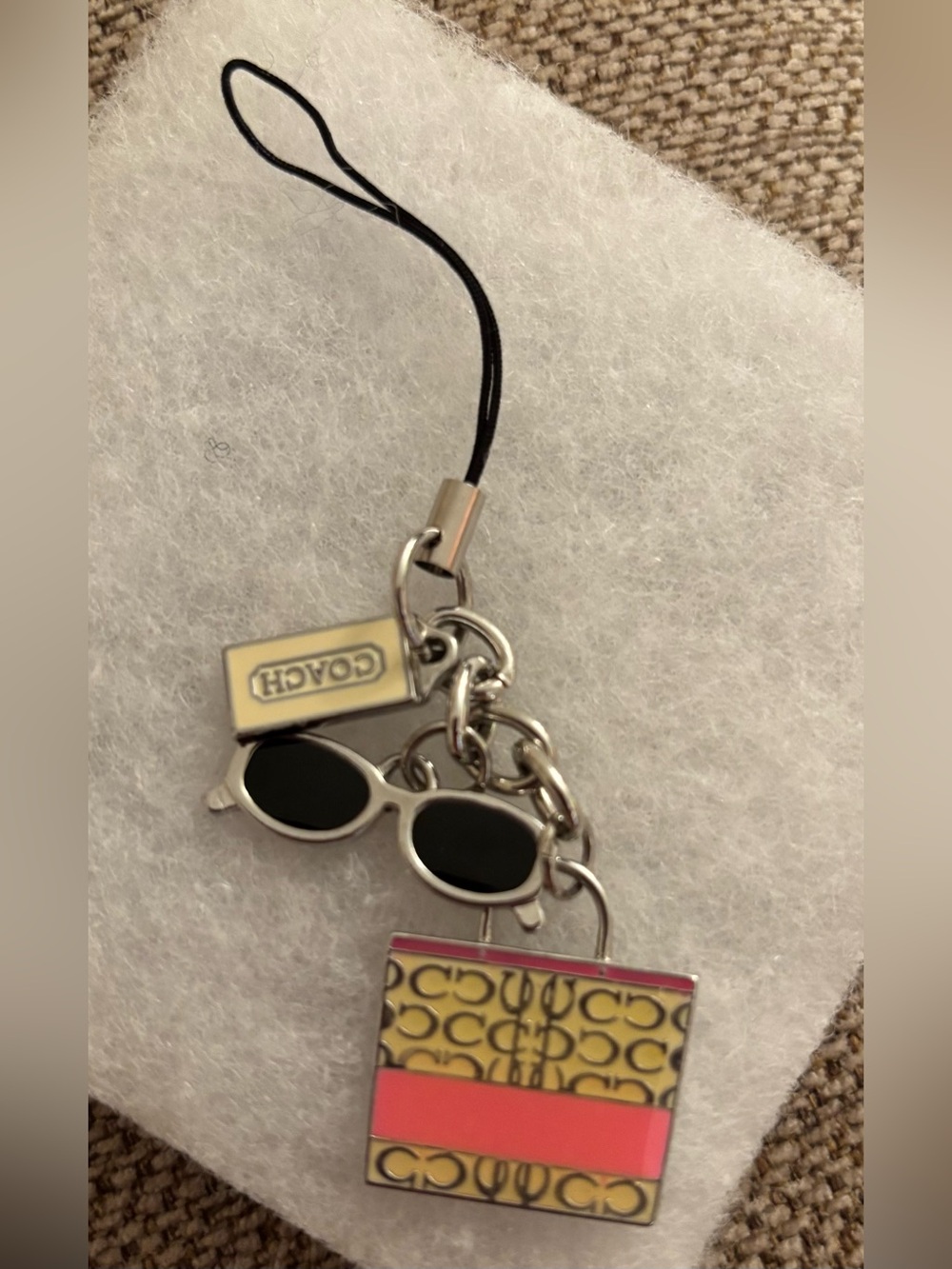 Coach Pink & Yellow Enamel Phone/Key/Bag Charm